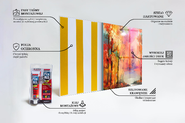 Sklenený obklad do kuchyne Jesenné stromy v parku