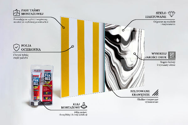 Sklenený obklad do kuchyne Akvarel čiernobiely