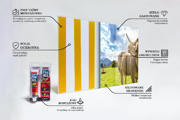 Sklenený obklad do kuchyne Vidiecke podnebie krowa pole