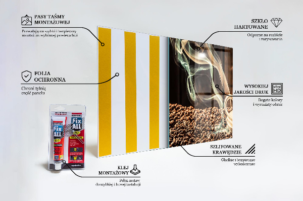 Sklenený obklad do kuchyne Šálka s aromatickou kávou