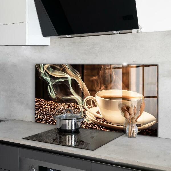 Sklenený obklad do kuchyne Šálka s aromatickou kávou