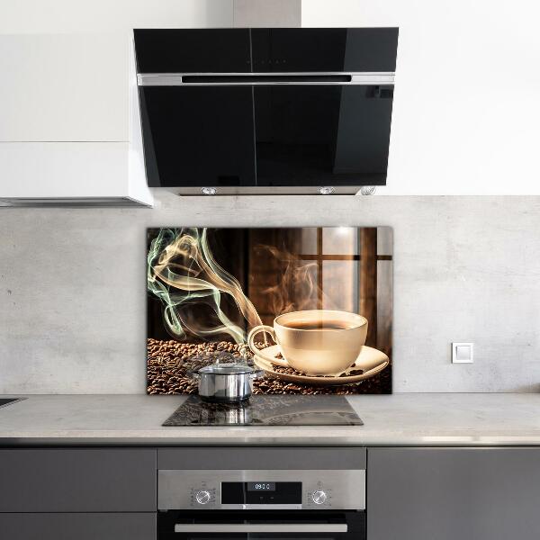 Sklenený obklad do kuchyne Šálka s aromatickou kávou