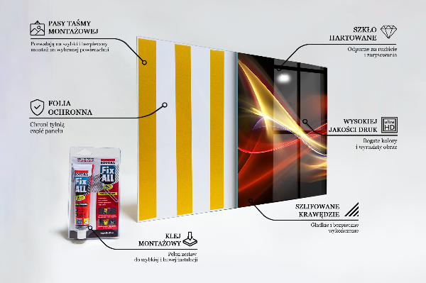 Sklenený obklad do kuchyne Abstraktná vibrujúca energia
