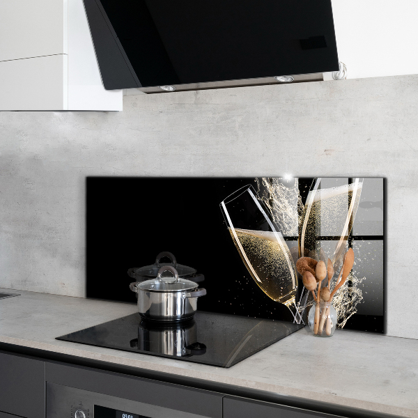 Sklenený obklad do kuchyne Nočný prípitok so šampanským