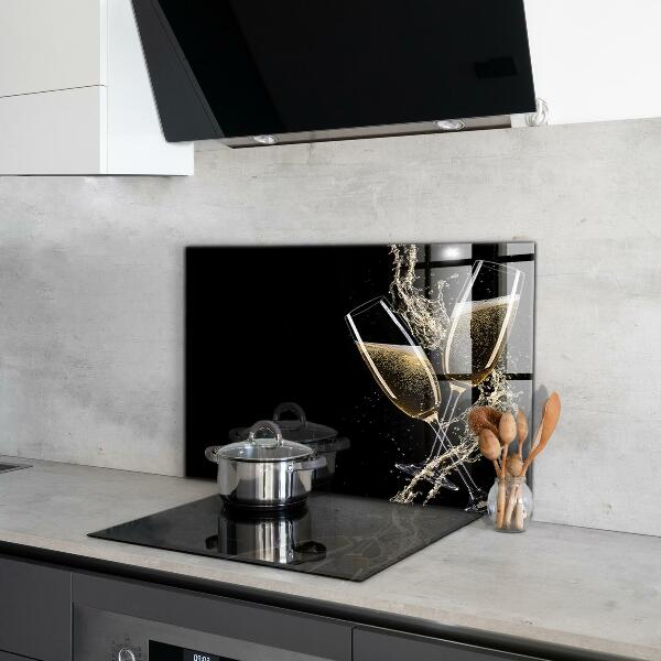 Sklenený obklad do kuchyne Nočný prípitok so šampanským