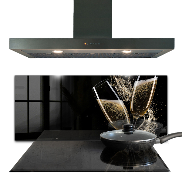 Sklenený obklad do kuchyne Nočný prípitok so šampanským