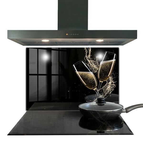 Sklenený obklad do kuchyne Nočný prípitok so šampanským