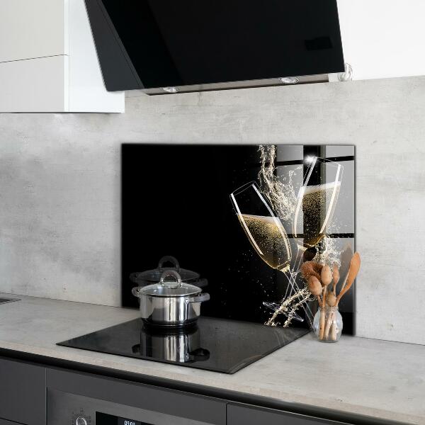 Sklenený obklad do kuchyne Nočný prípitok so šampanským