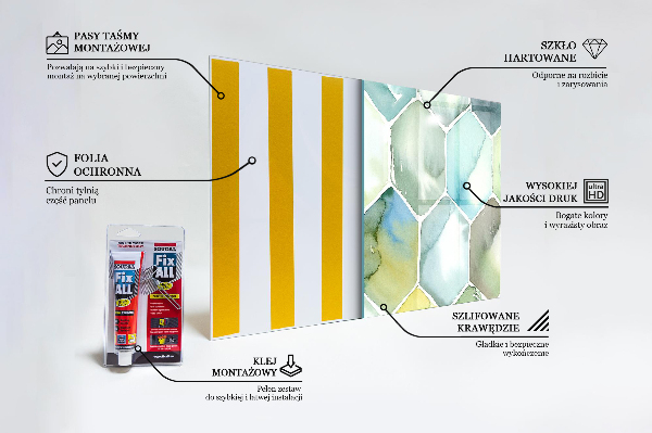 Sklenený obklad do kuchyne Akvarel geometrické vzory