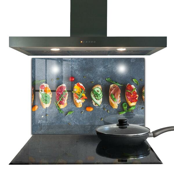 Sklenený obklad do kuchyne Predjedlá chutné sendviče