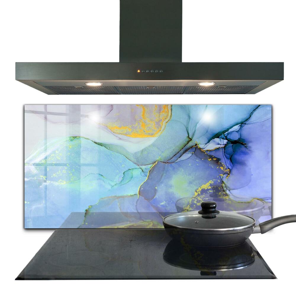 Sklenený obklad do kuchyne Modrá energetická abstrakcia