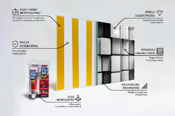 Sklenený obklad do kuchyne Monochromatické kocky