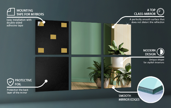 Zrkadlové obkladačky 6 ks 16x16 cm