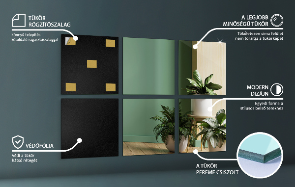 Zrkadlové kachličky 6 ks 20x20 cm