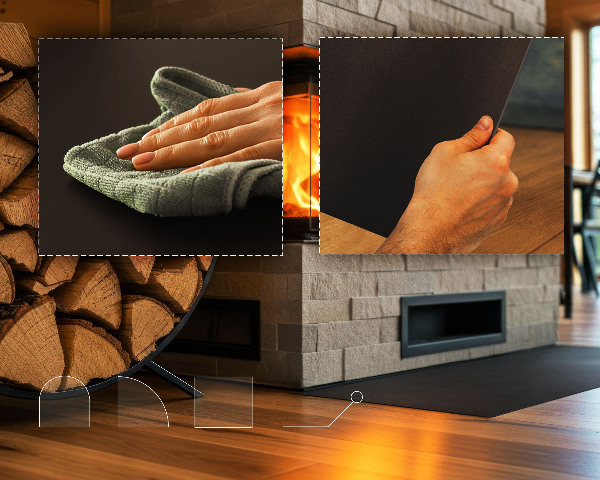 Nehorľavá podložka pred krb z čierneho plechu 100x100 cm