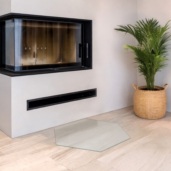 Štvrtinová polopriehľadná podložka pod krb h40 cm