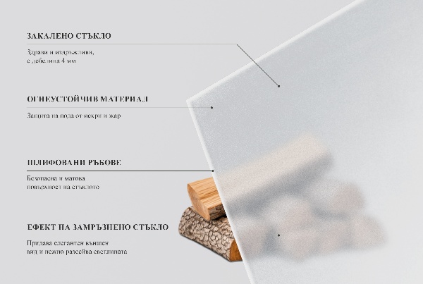 Obdĺžnikové polopriehľadné sklo pod krb 100x50 cm