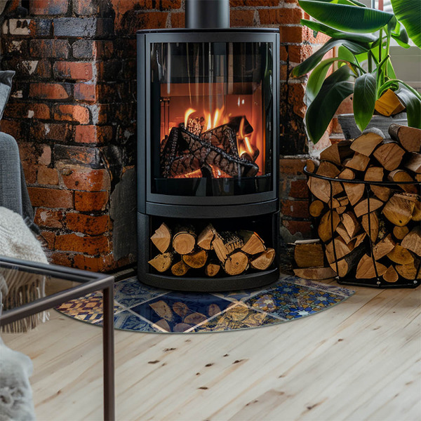 Sklenená podložka pod krbové kachle Vzory keramických dlaždíc