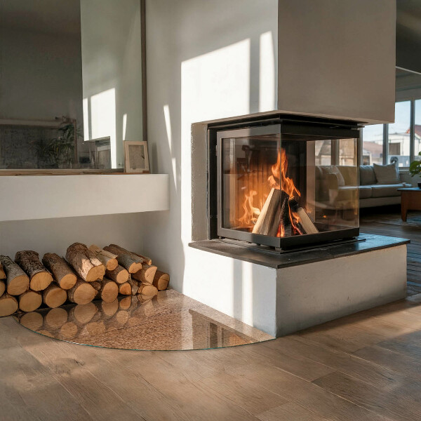 Sklenená podložka pod krb Vzor prírodného dreva