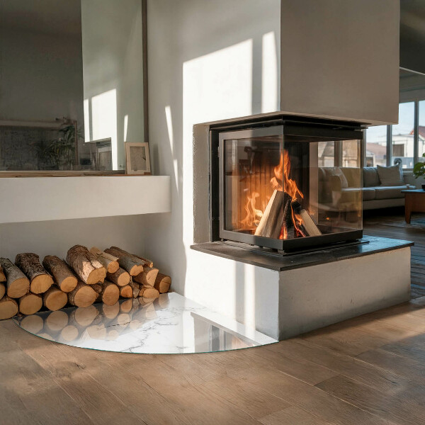 Sklenená podložka pod krbové kachle Mramorový vzor s žilami