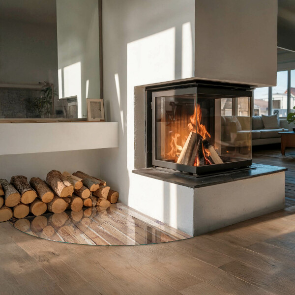 Sklenená podložka pod krb Drevená doska v rozložení