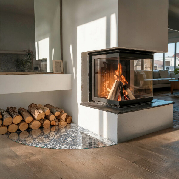 Sklenená podložka pod krb Dekoratívny mozaikový vzor