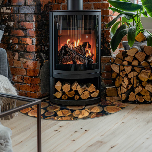 Sklenená podložka pod krb Krabica s rezaným drevom