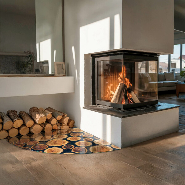 Sklenená podložka pod krb Krabica s rezaným drevom