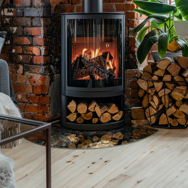 Sklenená podložka pod krbové kachle Kvetinový vzor s motýľmi