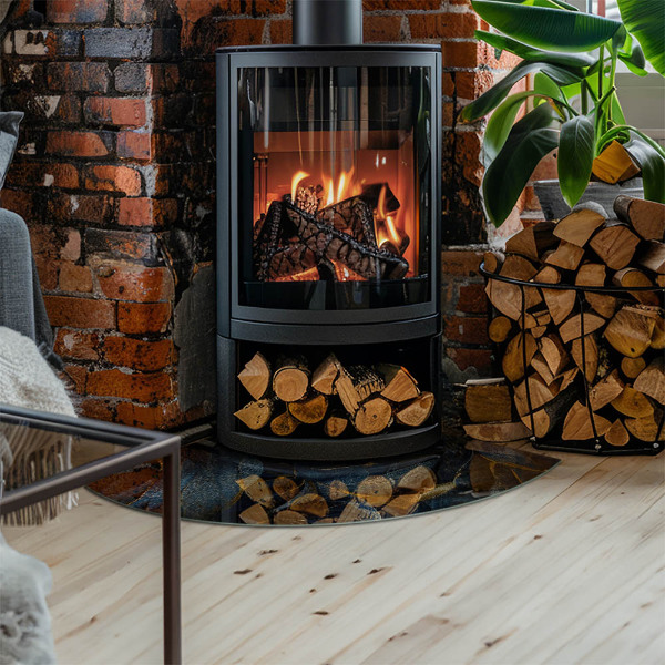 Sklenená podložka pod krbové kachle Elegantná textúra listov