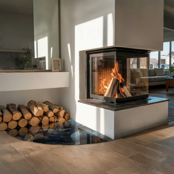 Sklenená podložka pod krbové kachle Elegantná textúra listov