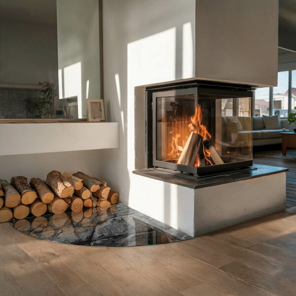 Sklenená podložka pod krbové kachle Vzor z prírodného kameňa