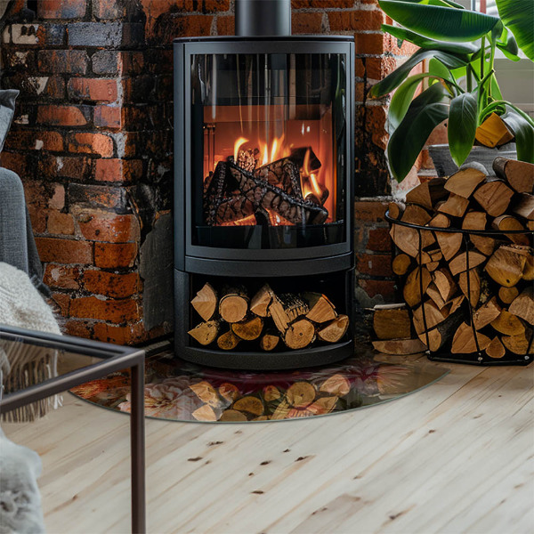 Podložka pod krbové kachle Kytica kvetov v detaile