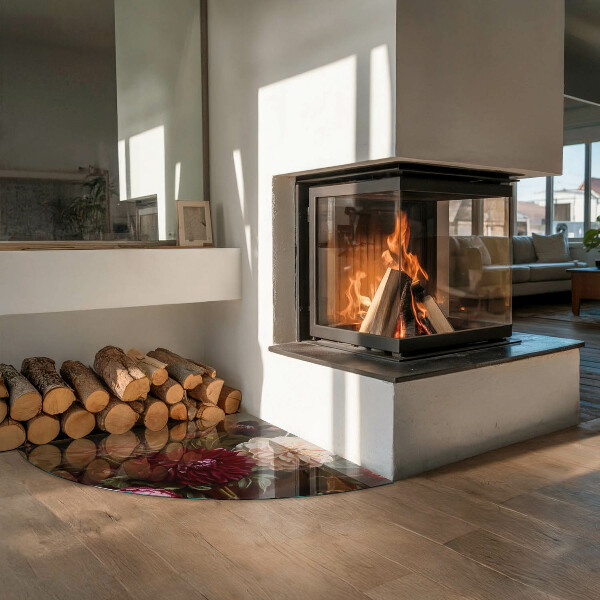 Podložka pod krbové kachle Kytica kvetov v detaile