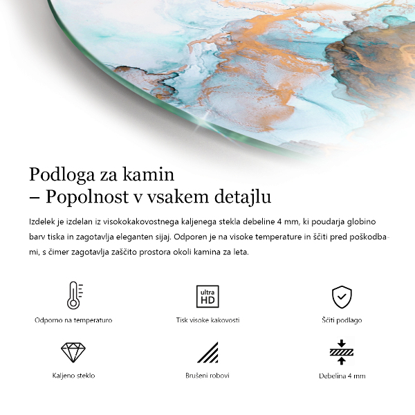 Sklenená podložka pod krbové kachle Farba Biela