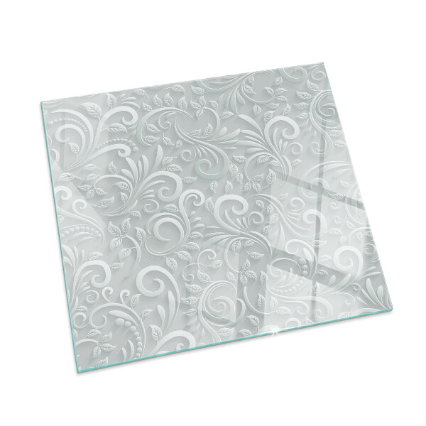 Štvorcová sklenená podložka pod krb Elegantný rastlinný vzor