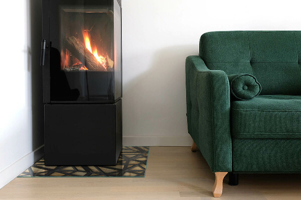 Štvorcová podložka pod kachle Geometria s drevom