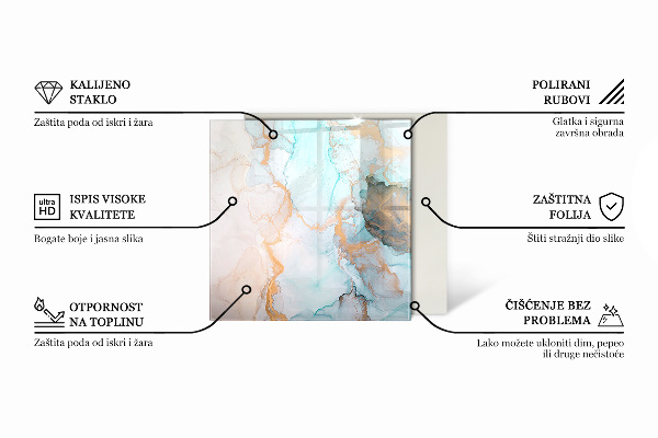 Štvorcová sklenená podložka pod krb Abstraktný geometrický vzor