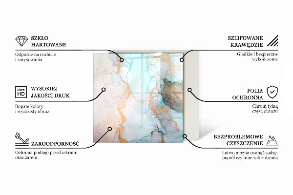 Štvorcová sklenená podložka pod krb Abstraktný geometrický vzor