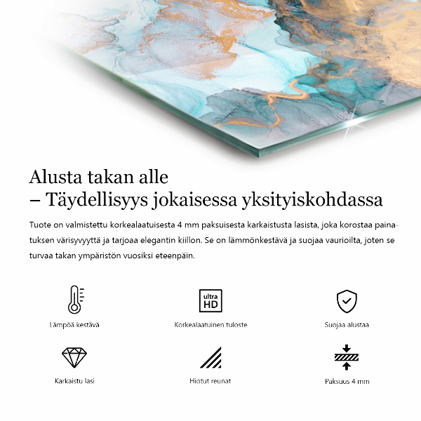 Štvorcová sklenená podložka pod krb Mramorový žilový vzor