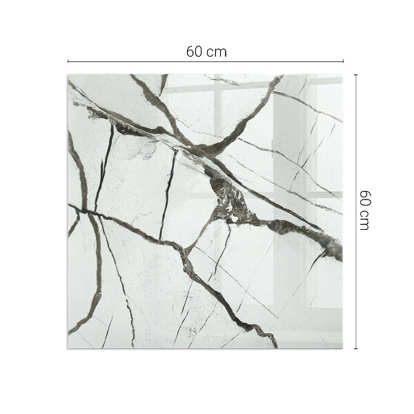 Štvorcová sklenená podložka pod krb Mramorový žilový vzor