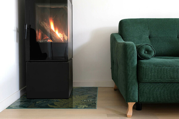 Štvorcová podložka pod krb Rastlinné motívy s motýľmi