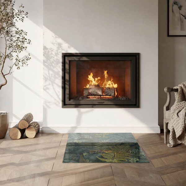 Štvorcová podložka pod krb Rastlinné motívy s motýľmi