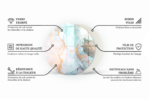 Okrúhla podložka pod krbové kachle Vlny jemných línií