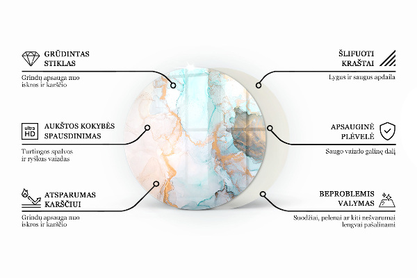 Okrúhla nehorľavá podložka pred krb Mramorový štruktúrny vzor