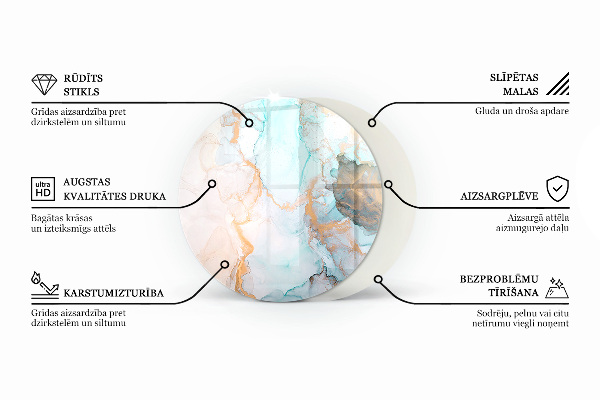 Okrúhla nehorľavá podložka pred krb Abstraktné vlny a čiary