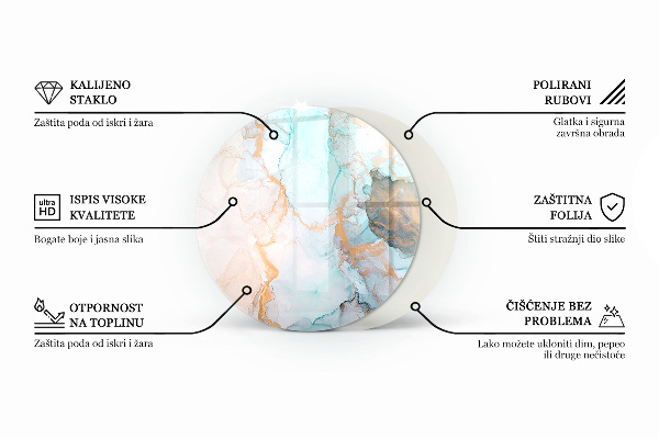 Okrúhla podložka pod krbové kachle Elegantná textúra listov