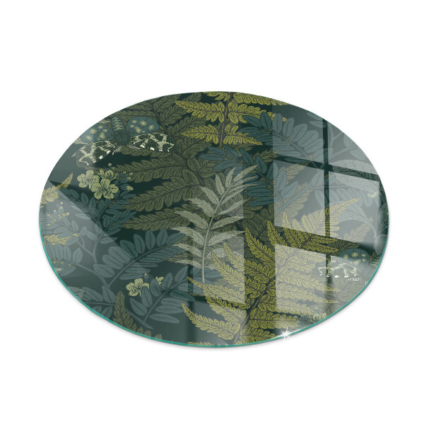 Okrúhla podložka pod krbové kachle Rastlinné motívy s motýľmi