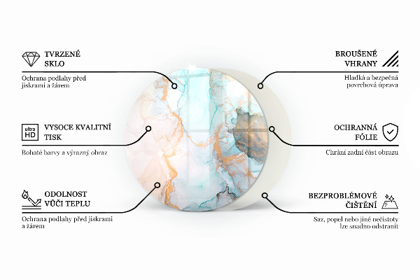 Okrúhla nehorľavá podložka pred krb Tropické listy v pozadí