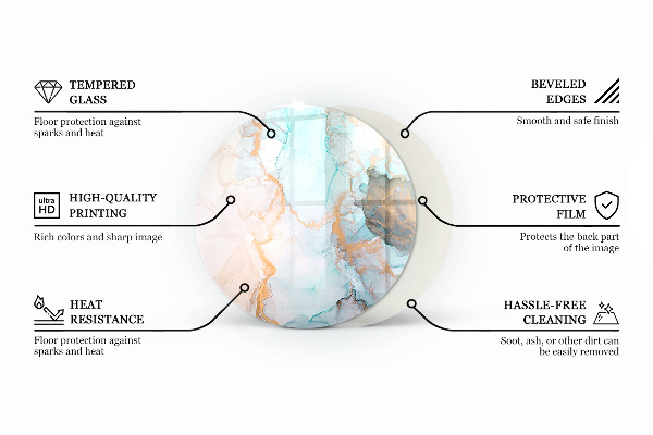 Okrúhla nehorľavá podložka pred krb Tropické listy v pozadí